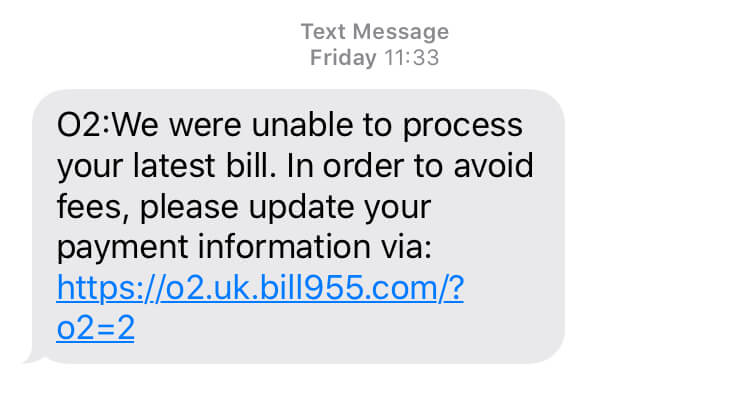 Text scam example