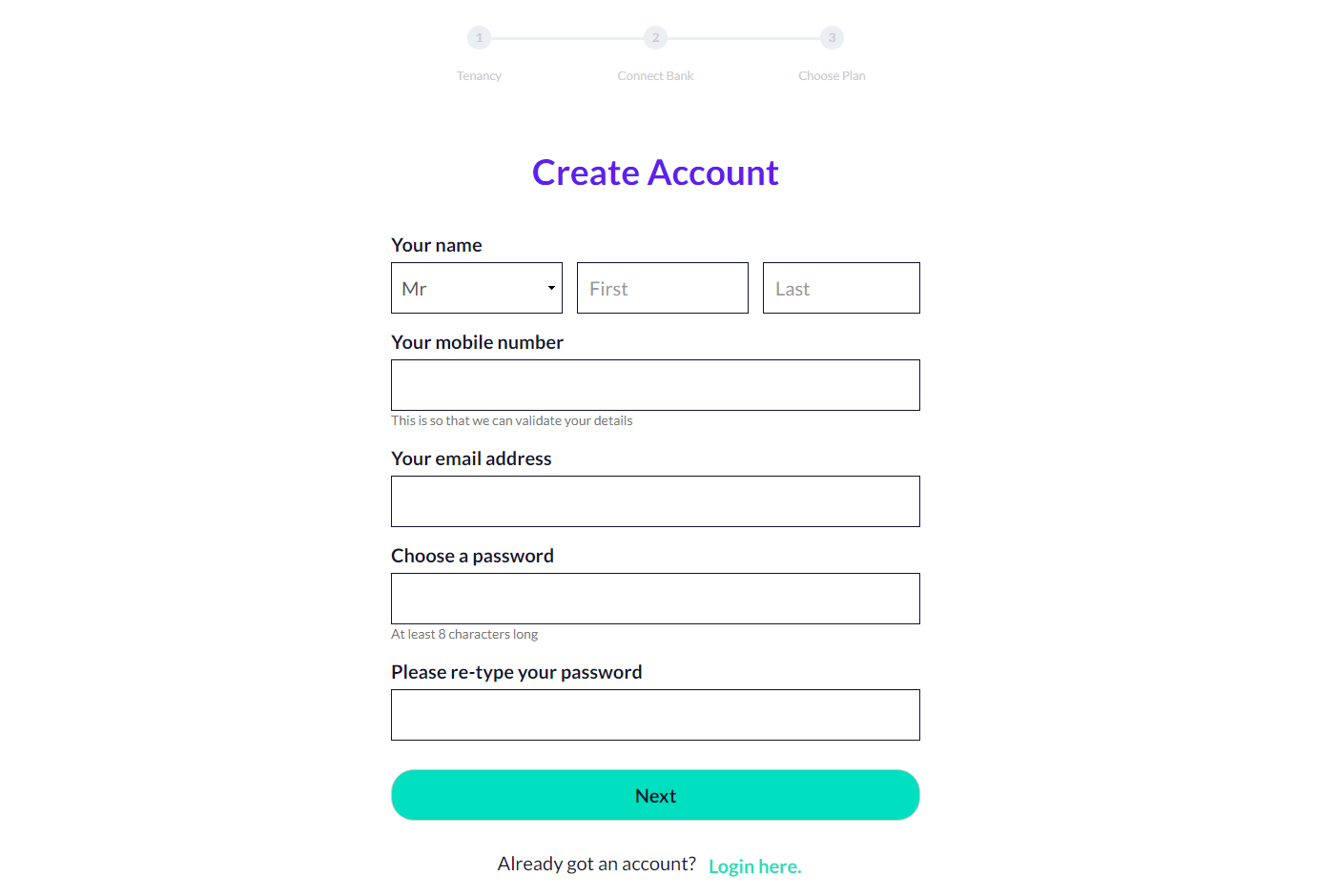 CreditLadder sign up form