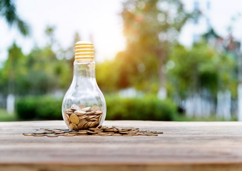 A light bulb full of pennies