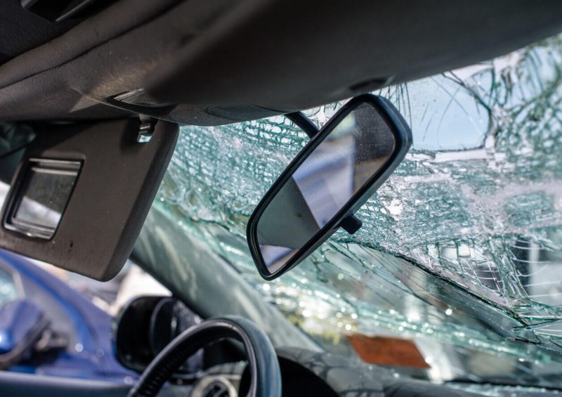 A smashed car windscreen