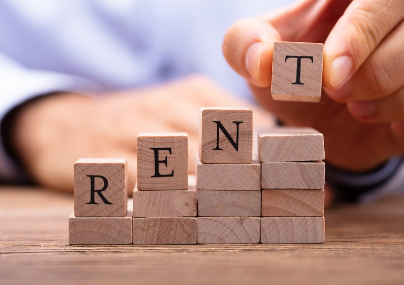 Alphabet blocks spelling rent
