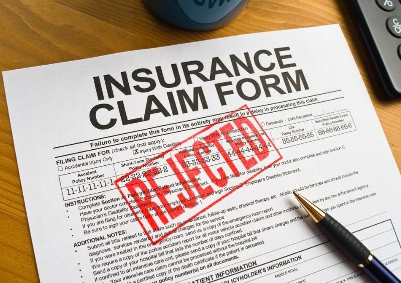An insurance claim form void or rejected