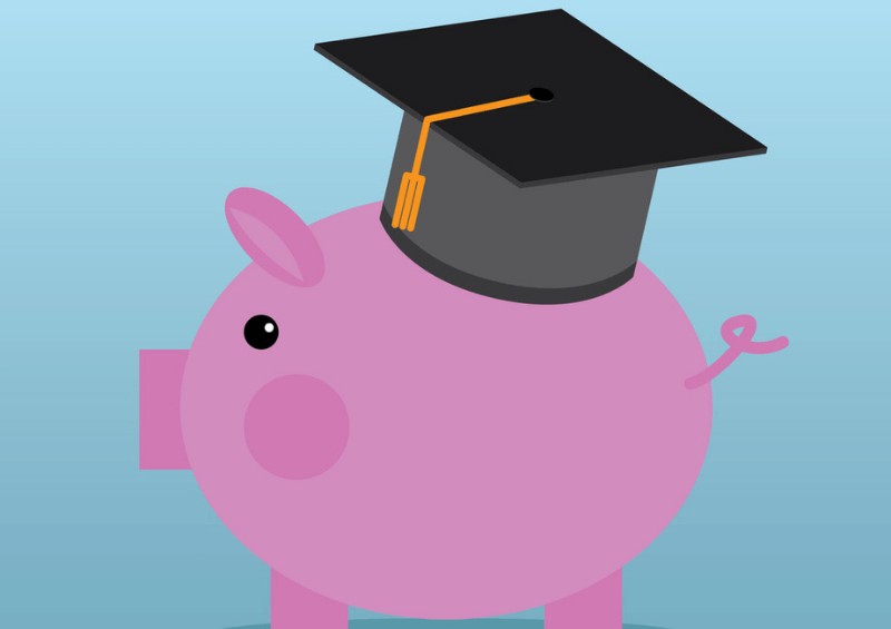 Animated pig with graduate cap