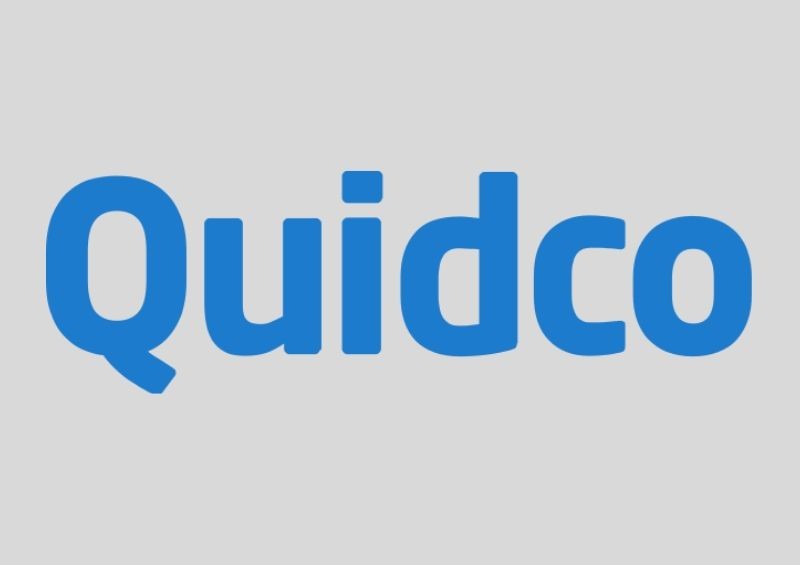 Blue Quidco logo with Grey background