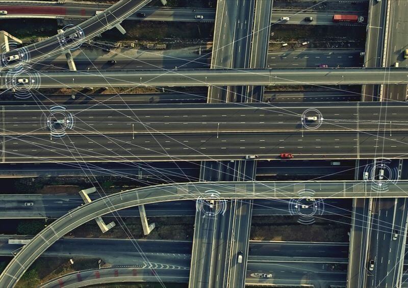Car surveillance overlooking cars on motorway
