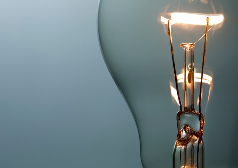 Close up of bright light bulb