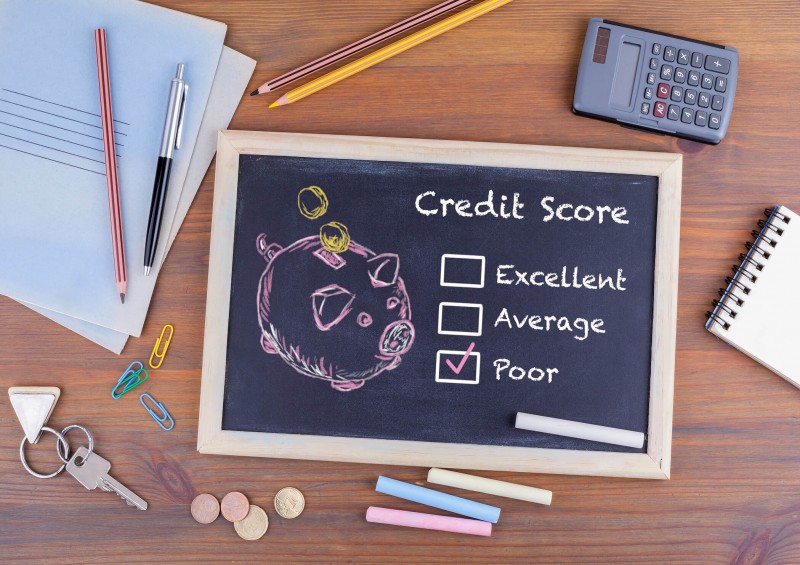 credit score on chalk board