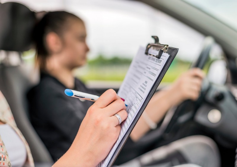 Driving test form being filled