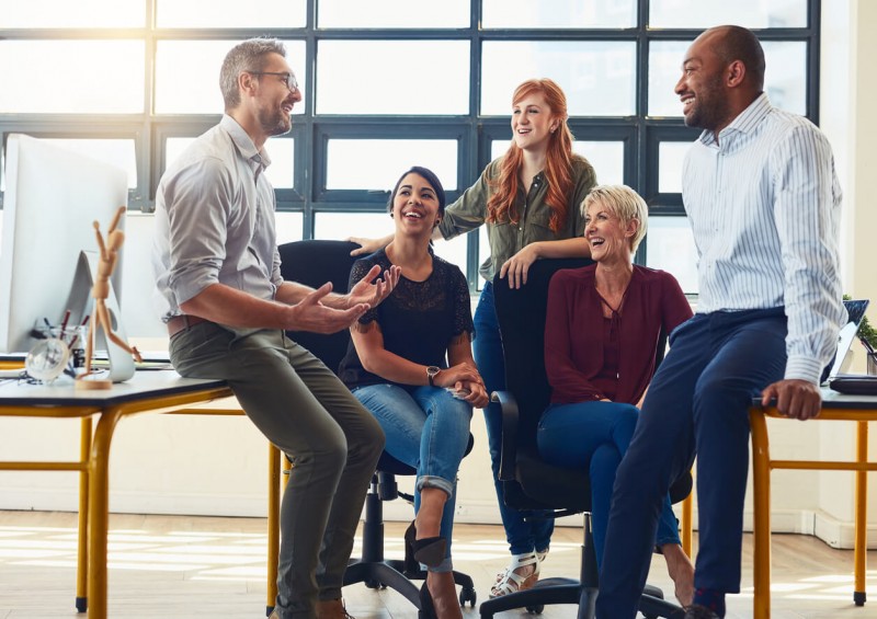 employees chatting