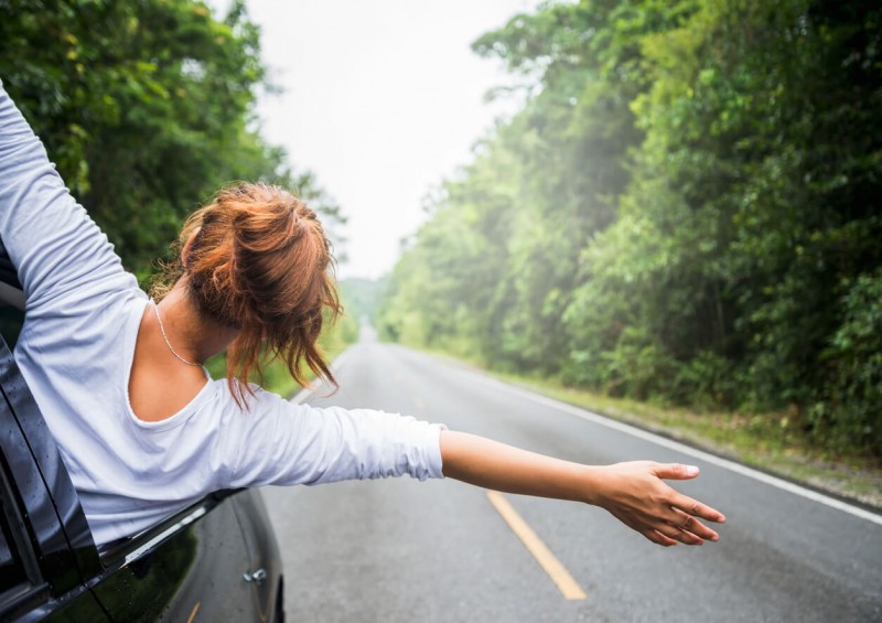 free passenger hanging out of window