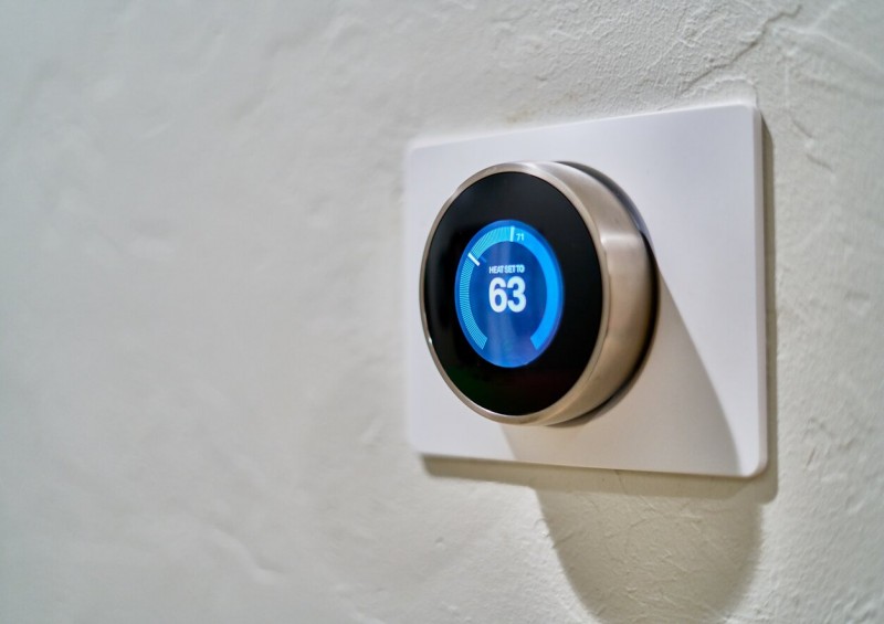 Heating thermostat on wall in house