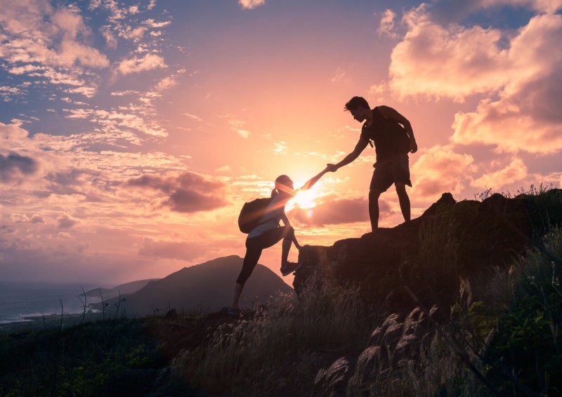 helping hand up mountain