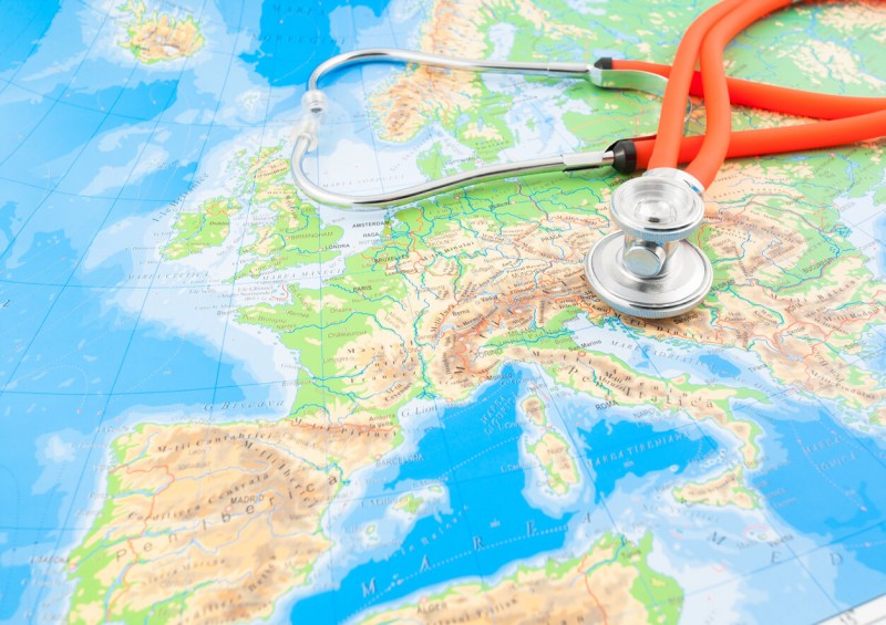 map with stethoscope