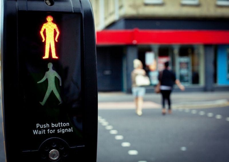 Pedestrians crossing a road