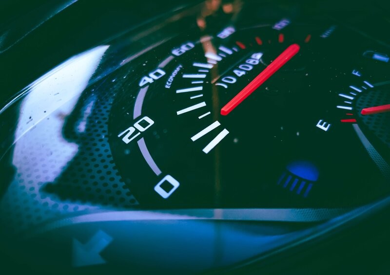 Speedometer with mileage dark