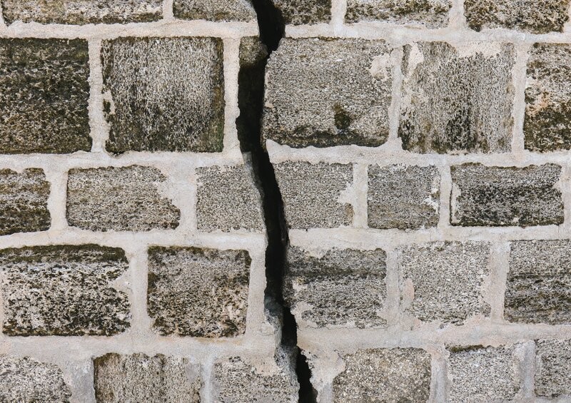 Subsidence crack in wall