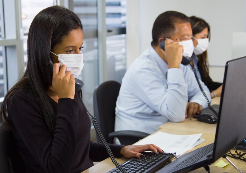 Telephone employees working during coronavirus