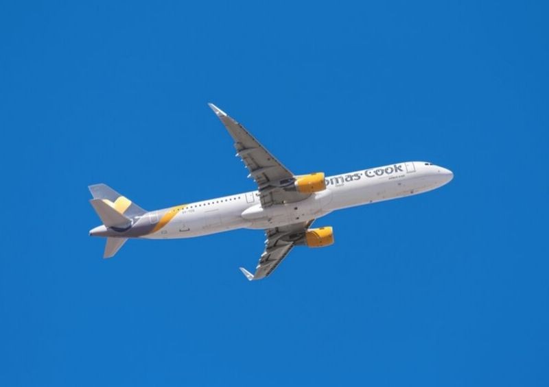 Thomas Cook airplane in the air