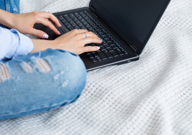 Woman working on her laptop