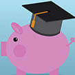 Animated pig with graduate cap