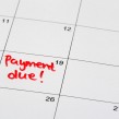 Payment due written on calendar