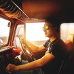 young driver wearing sunglasses